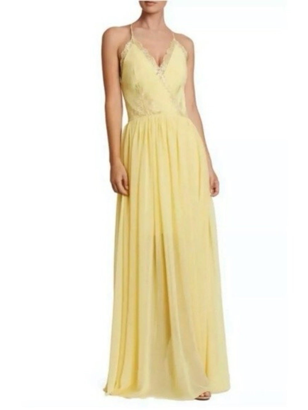 Dress The Population • Sunny Yellow Lace and Chiffon Maxi Dress